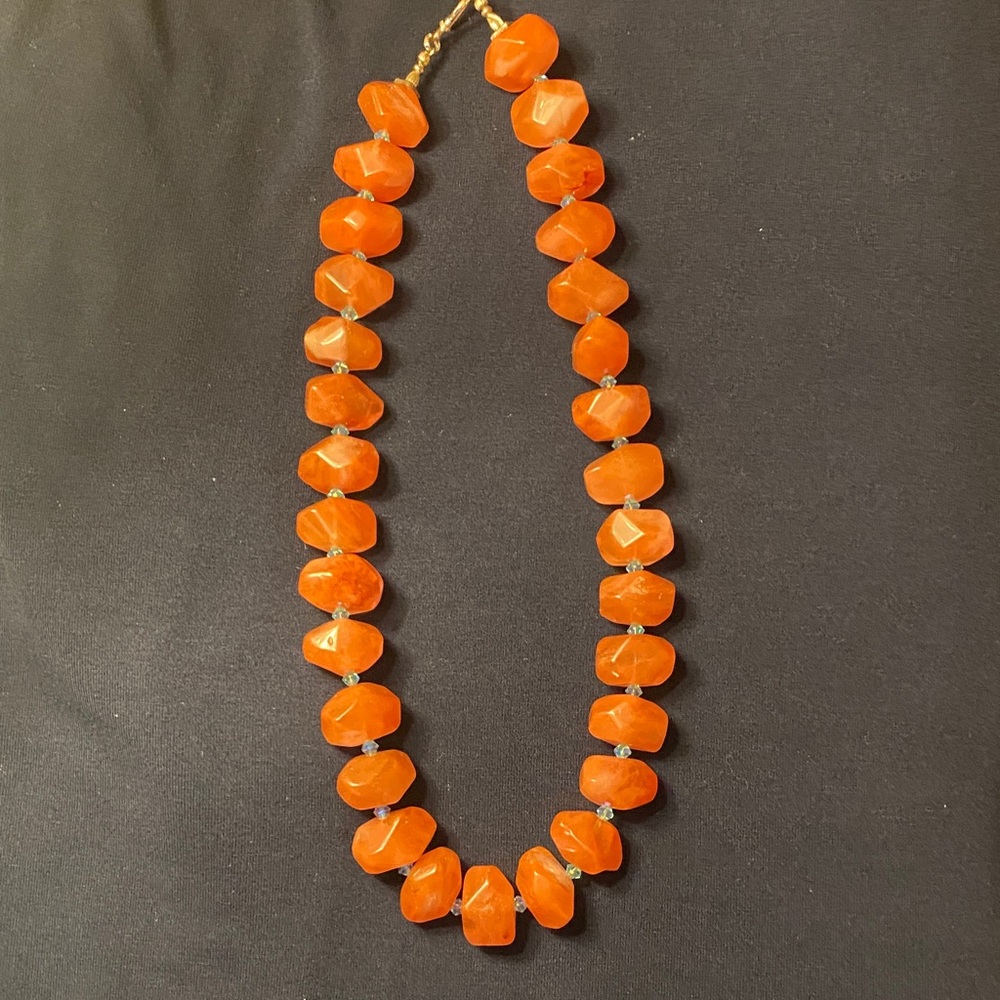 Orange Bead Statement Necklace - Unbranded